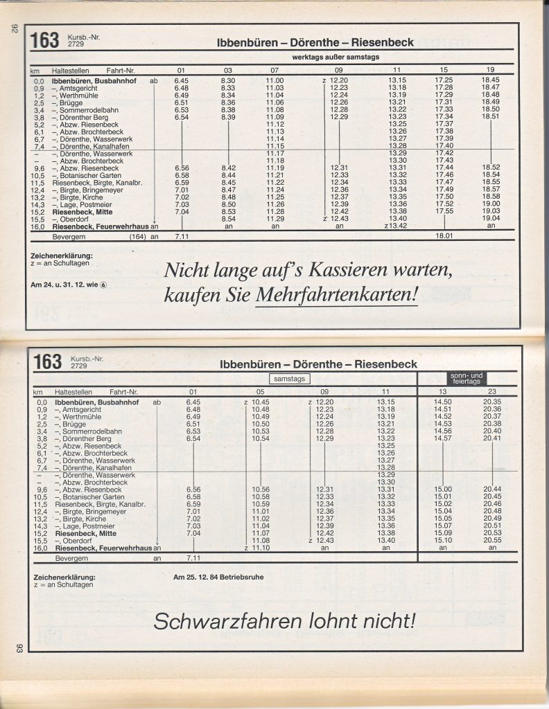 Fahrplan Regionalverkehr Münsterland 1984 Fotoalbum